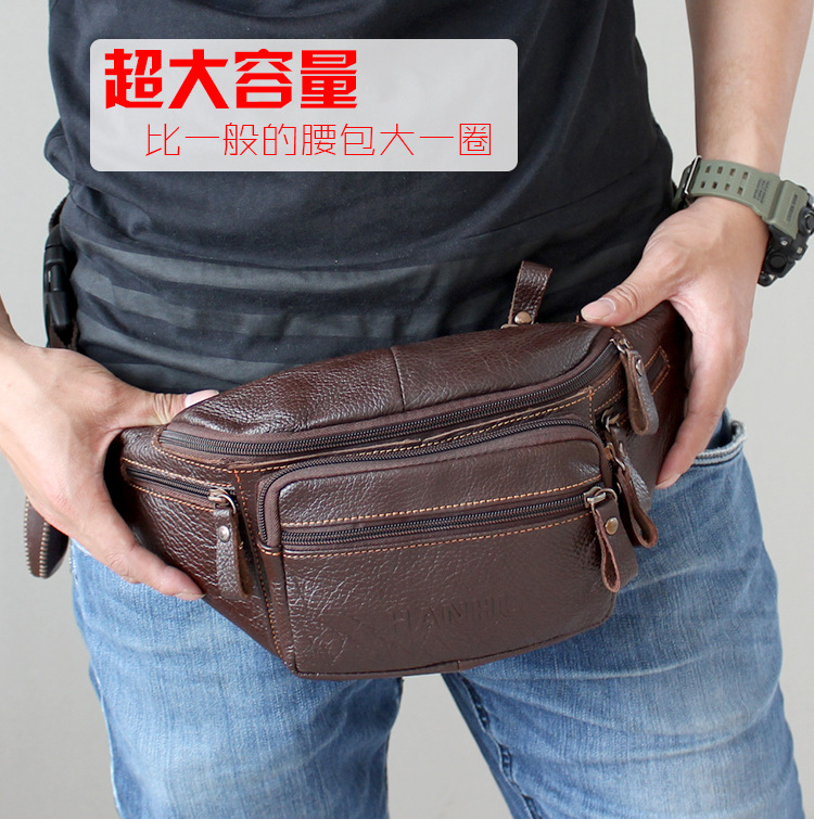Running Gear Holder - جلد البقر الأصلي الخصر حقيبة الرجال