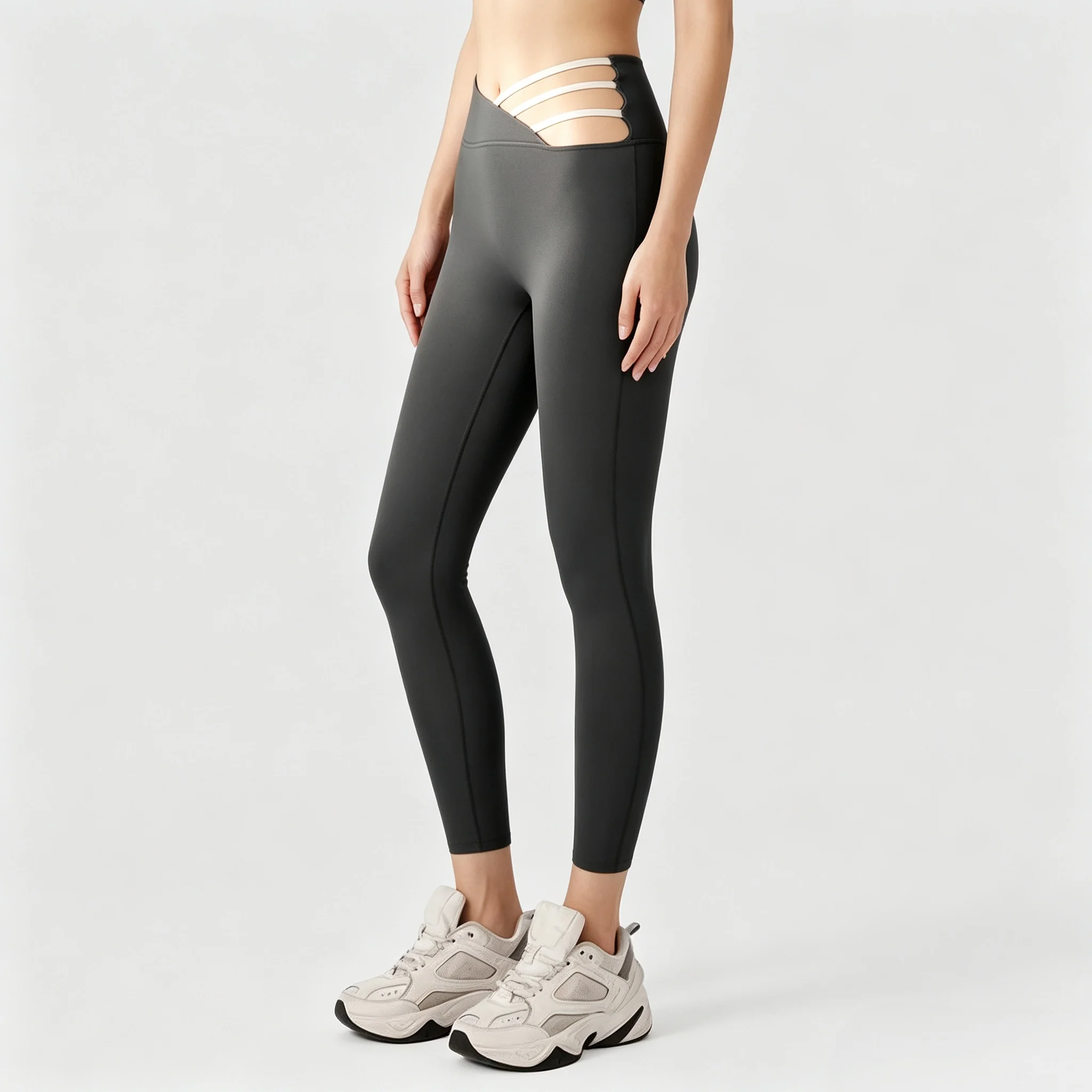 Running Gear Outfit - بنطلون يوجا نسائي مثقوب وممزق، ضيق